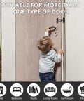 Child reaching for door handle with Oil Rubbed Bronze Swing Bar Door Lock Latch For Kids Safety And Home Security Reinforcement Door Guard Clamp