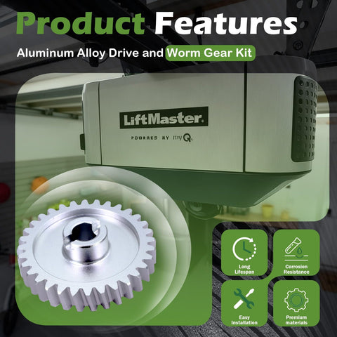 Beefed Up Aluminum Drive And Worm Gear Kit For Garage Door Opener Access System Replacement Replaces 41A2817 41C4220 shown on LiftMaster