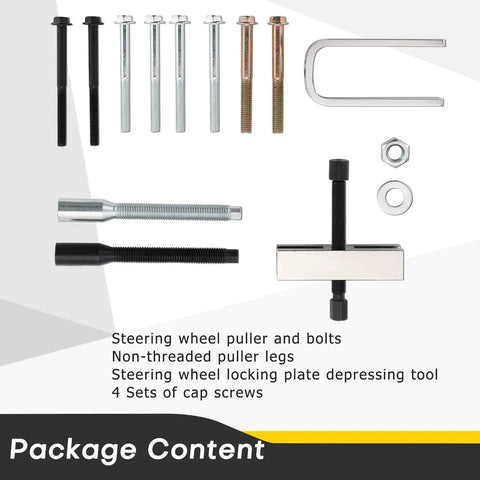 Universal Gearhead Favorite Steering Wheel Puller And Compressor Remover Tool Set with bolts and non-threaded puller legs