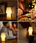 Cordless Battery Operated LED Table Lamp With Opal Cream Glass Shade Perfect For Power Outages And Anywhere in different settings.