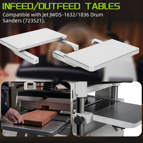 Shop Ready Heavy Duty Upgraded Feed Outfeed Table Replacement Engineered For Killer Drum Sander Accuracy With Quick Swap Mount And Rock Solid Woodworking Support