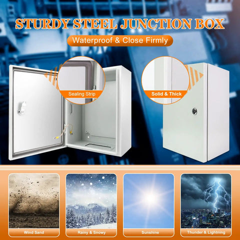 Outdoor Electrical Box 20x16x8 In NEMA 4X Weatherproof Enclosure IP66 Waterproof Lockable Junction Box open view