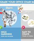 Comparison of chair base materials showing solid durable option versus hollow plastic ones.