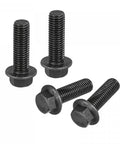 M14 X 45mm Hex Serrated Flange Bolts 10.9 Grade Carbon Steel Heavy Duty Fasteners Black Oxide Finish set of 4 close-up.