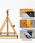 Portable 4 Wheel Mobile Gantry Overhead Crane With Heavy Duty Compact Frame Built For Tight Garages Smooth Riding Casters, showcasing welding and caster details.