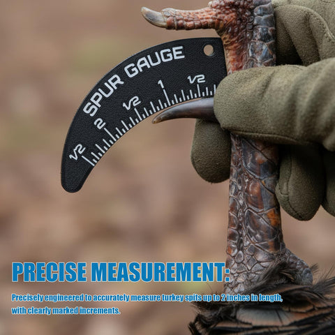 Hunter using Turkey Spur Gauge Kit for Hunters Accurate Spur Length Measurement Compact Ruler With Hanging Hole Easy Read Markings