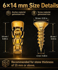 6x14 mm size details of 30 Pcs Heavy Duty Expansion Screw Kit, galvanized iron materials for secure anchoring.