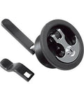 Anchor Handle Lock for Boat Lids Black No Fuss Install Waterproof With Stainless Steel Stem Fits Aluminum Fiberglass And Carpeted Surfaces Gasket Included For Smooth, Secure Mount On Marine Lids, showing lock and handle details.