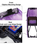 1/18 Scale RC Crawler Pickup Hard Body Shell With Bed Rack Purple For TRX4M Defender Bronco showing clipless mount