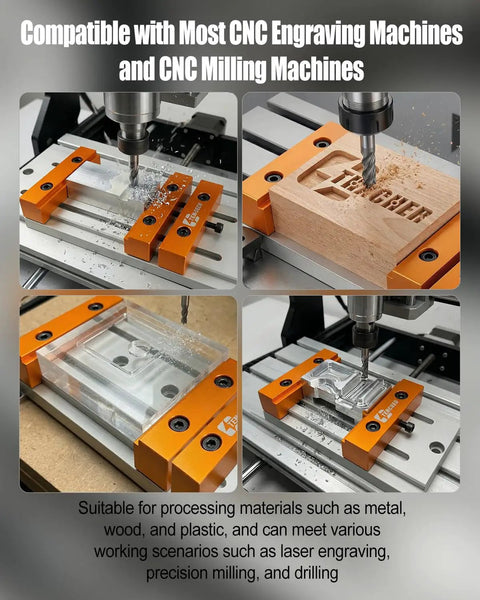 Low Profile Mini Vise Clamp For CNC Router Machines, Beefy Aluminum, Precision CNC Machined For Flat Surfaces, Ultra Slim Design Keeps Toolpaths Clear And Grips Solid On Milling Projects on CNC engraving machine