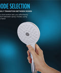 Person holding G Series Handheld Shower Head With Comfort Wave Technology 1.75 GPM 4-Inch Round Spray Polished Nickel
