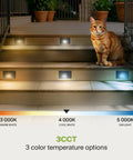 LED Recessed Step Light for Outdoor and Indoor Stairs 3CCT Dimmable Waterproof ETL Listed 3W 120LM 120V Black on stairs