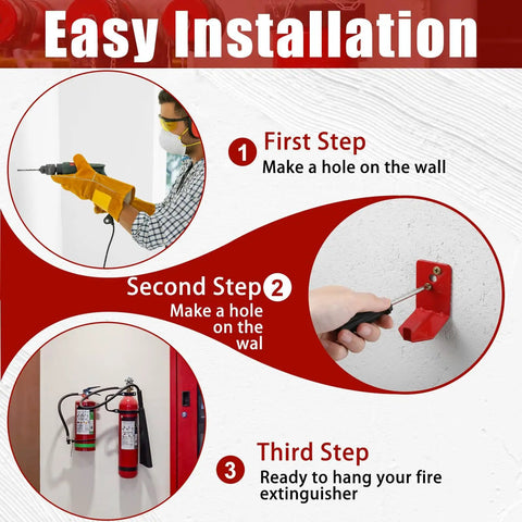 20 Pack Universal Fire Extinguisher Mounting Bracket Kit with expansion screws and wall hanger easy installation steps