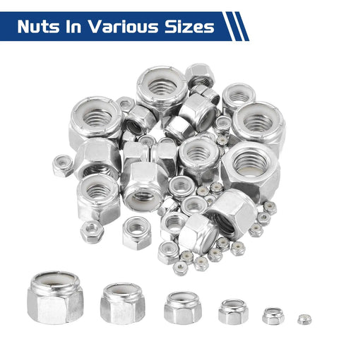 Various Nylon Locking Hex Nuts 4 40 Pack Of 50 In 304 Stainless Steel With Silver Finish for industrial applications