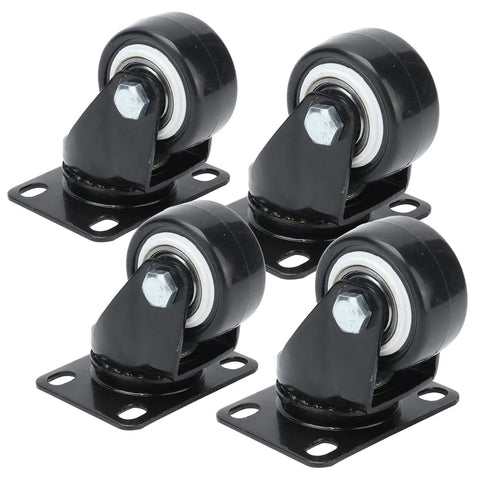 Rcniso Universal 1.5 Inch Silent Furniture Caster, 360° Rotation for Cabinet Legs, Shelf Legs, Stainless Steel, 4 Pieces in black.