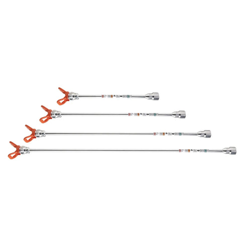 Lightweight 10 Inch Aluminum Spray Gun Extension With RAC IV Tip Guard Ladder Free Setup displayed in four sizes