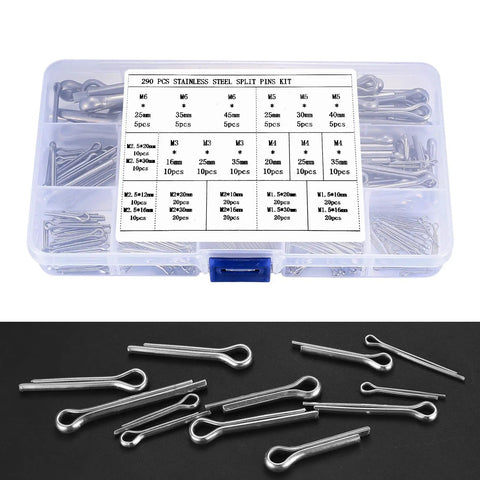 Must Have 290 Piece Stainless Steel Cotter Pins Set With 24 Sizes For Cars Trucks Lawn Mowers And Power Equipment Pro Grade