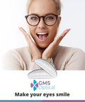 Woman wearing glasses with Ultra Thin Silicone Nose Pads For Glasses 1.3mm 18mm Large Non Slip Grips With Super Sticky Adhesive Backing