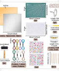 Detailed view of Metal Embossing Kit 51 Pcs for DIY Art Projects with Aluminum Foil Sheets 12x12cm and additional tools and materials