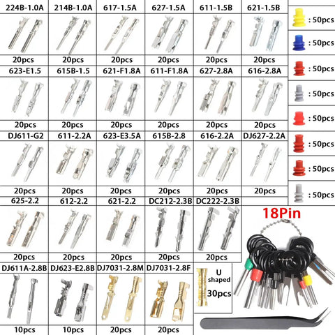 Pro Grade Automotive Wire Crimp Pins Kit With 1.0 To 3.5mm Male And Female Terminals Seals Removal Tool 950 Piece Case Box