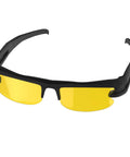 Black frame eyewear with yellow lenses, related to Powerful LED Ultraviolet Black Light Flashlight For Detecting Bed Bugs.