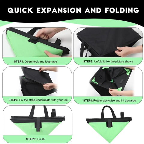 Collapsible Throw Line Cube Bag for Arborist Tree Work, 16-Inch Heavy Duty Canvas Organizer, Easy Folding Steps Illustrated