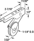 These Universal 1-1/4 Inch Sliding Screen Door Rollers Feature Adjustable Spring Loaded Arms And Heavy Duty Ball Bearings For A Smooth As Butter Glide, Two Pack Easy Repair Home Hardware diagram showing dimensions.