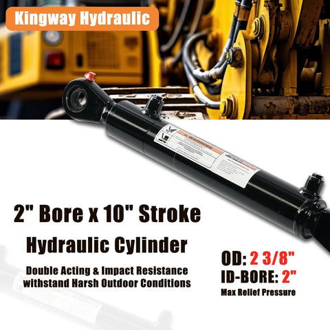 Double Acting Hydraulic Cylinder With Swivel Eye Workhorse For Tough Jobs 2 Inch Bore 10 Inch Stroke 3000 PSI