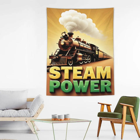 Vintage Steam Locomotive Tapestry Wall Hanging 60 By 80 Inches Durable Polyester Fabric Easy To Hang Old School Train Vibe Decor