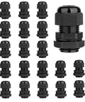 20 Pack Waterproof Nylon Adjustable Cable Glands 1/2 Inch NPT For 6-12mm Cables With Gaskets IP68 Seal Outdoor Indoor Use