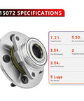 Pair Front Wheel Hub And Bearing Assembly For Ram 1500 2002 2008 5 Lug 2 Wheel ABS Models Only Without ABS Sensor specifications