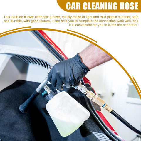 Zero Hassle Rotating Air Blow Hose With Snap Fit Coupling For Robust Compressed Pneumatic Tool Lines And Easy Glide Garage Shop Dust Blowing Job Sites in use with air blower connection.