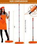 All in One Window Cleaning Kit With Twenty Foot Reach Squeegee Duster and Rotatable Pole size comparison diagram