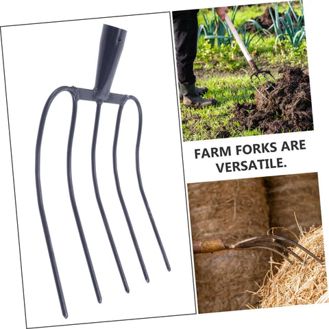 Handheld Manure Fork for Gardening and Farm Chores, Heavy Duty Steel Construction showcased in versatile use scenarios