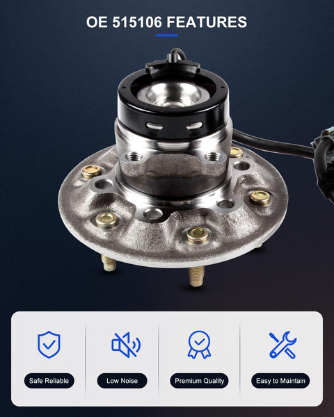 Front Left Wheel Hub And Bearing Assembly 515106 With ABS Compatible With Chevrolet Colorado 2004 2008 GMC Canyon 6 Lug