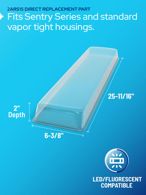 2ARS15 ALP Go-To Vapor Tight Light Covers for Ceiling Lights, Matte Acrylic Fixture 6-3/8 x 25-11/16 x 2 Inches, Single Cover