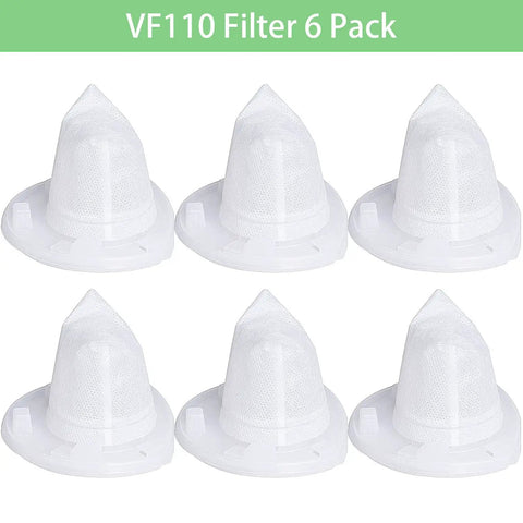 VF110 Replacement Vacuum Filter Pack, Six Pack For Black Decker Cordless Vacuums CHV1210 CHV1410 CHV1510 BDH2000L 90558113-01