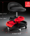 Rolling Mechanic Garage Stool With Modular Removable Tool Tray Pneumatic Height Adjustable Shop Chair For Auto Repair Heavy Duty 300 Lbs