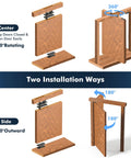 Hidden Door Pivot Hinge For Secret Bookcase showcasing two installation ways with 360-degree and 180-degree swing options.