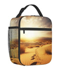 Insulated Lunch Tote With Detachable Handle For Work And Travel, Leakproof Reusable Cooler Bag with desert landscape design