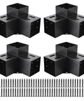 4x4 Pergola Brackets 3 Way Corner Extension Kit For Woodworking DIY Pergola Gazebo Hardware 90 Degree Angle Heavy Duty Steel
