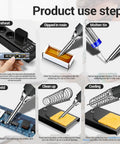 USB Powered Soldering Iron Kit With Fast 3 Second Heat, 95W steps: preheat, dip in rosin, apply molten tin, weld, clean, cool