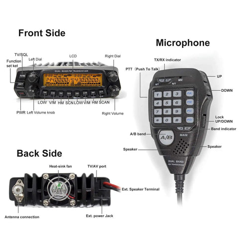 Dual Band Mobile Transceiver VHF UHF Radio For Your Ride, 50W VHF And 40W UHF, 136-174 MHz And 400-520 MHz, 758 Memory Channels