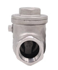 DERPIPE 3/4 in stainless steel swing check valve, NPT connections, front view
