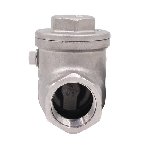 DERPIPE 3/4 in stainless steel swing check valve, NPT connections, front view