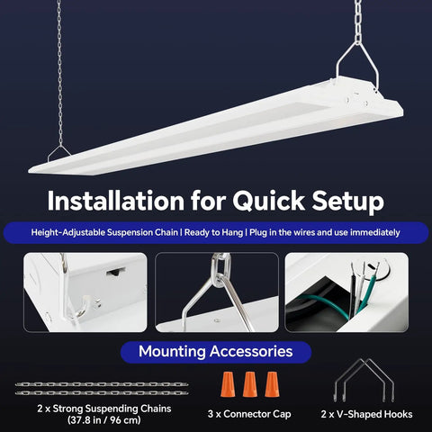 Installation of Led Linear High Bay Light 300W Shop Lights Fixture 45000 Lumens 5000K Daylight 0 To 10V Dimmable