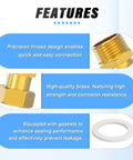 Brass Water Meter Coupling Kit 5 Pack 1/2 Inch Male NPT To 1/2 Inch Female BSP Adapters With Seal Washer Durable Pipe Fittings