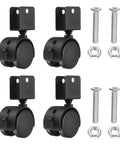Rock Solid 1.5 Inch Nylon Swivel Casters With Positive Locking Brakes Whisper Quiet 4 Pack Replacement Wheels Hassle Free 0.63 Inch U Bracket Mount For Furniture Cabinets And Shop Gear In Black with bolts and nuts