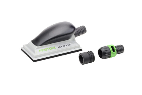 Ergonomic Hand Sanding Block With Easy Grip Handle And Suction Bypass For Precise 80 mm By 133 mm Sandpaper next to Festool adapter set