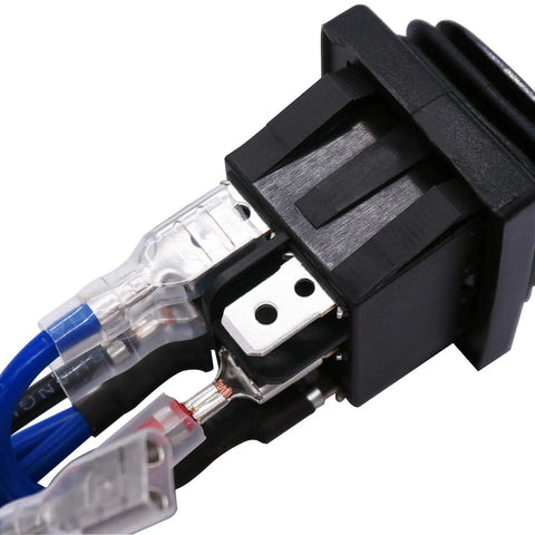 Close-up of Waterproof Momentary Polarity Reverser Switch 12V DC 10A showing connectors and harness for hoist or crane use.